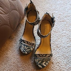 Black and Tan Tribal Print Heels